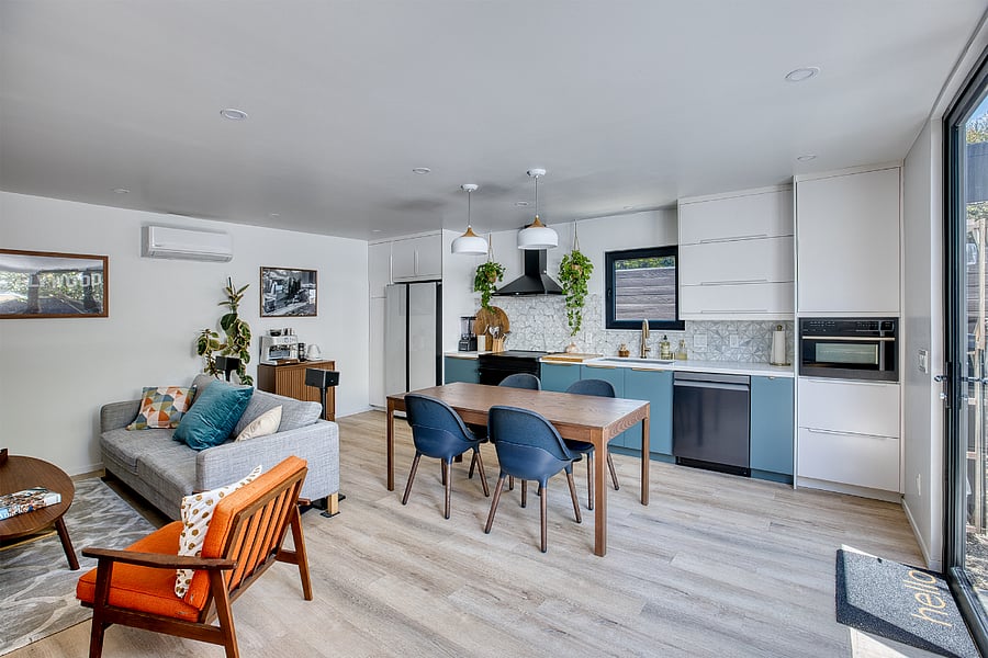 Lounge and kitchen/dining area.