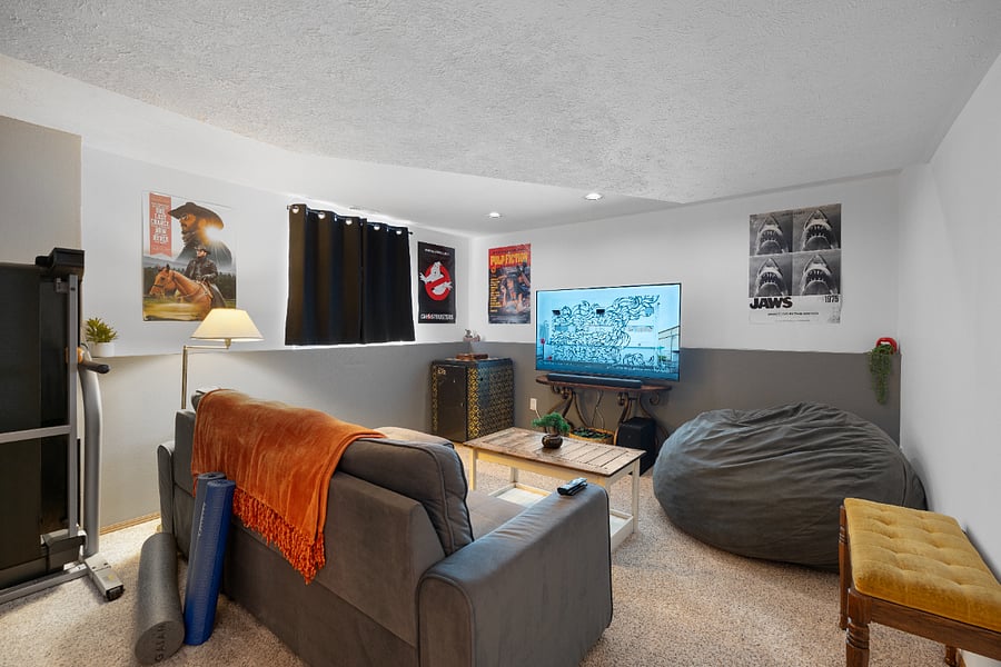 Youll find plenty of blankets around to get cozy in the den.