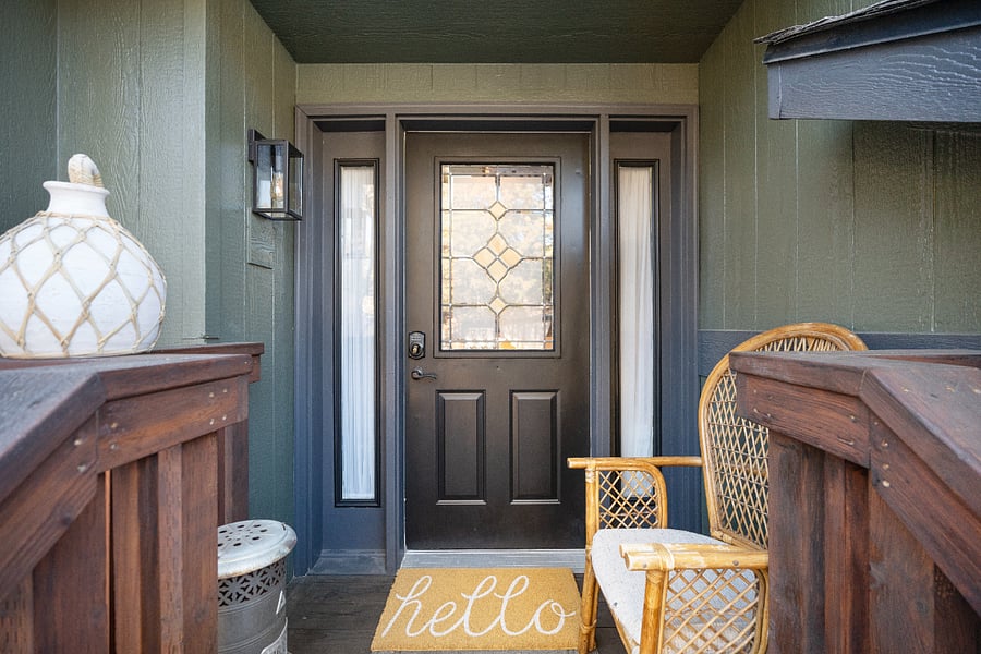 Youll be greeted with a hello and a smart lock at the front door.