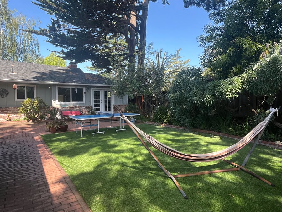Front yard w hammock,ping pong and work out area