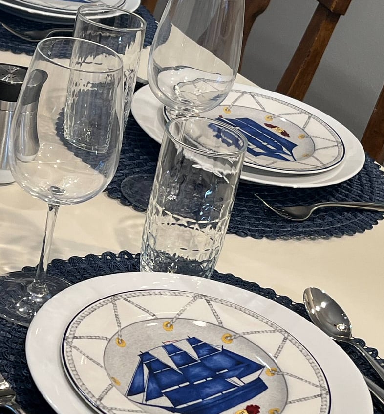 Beautiful dishes and glassware for up to 10