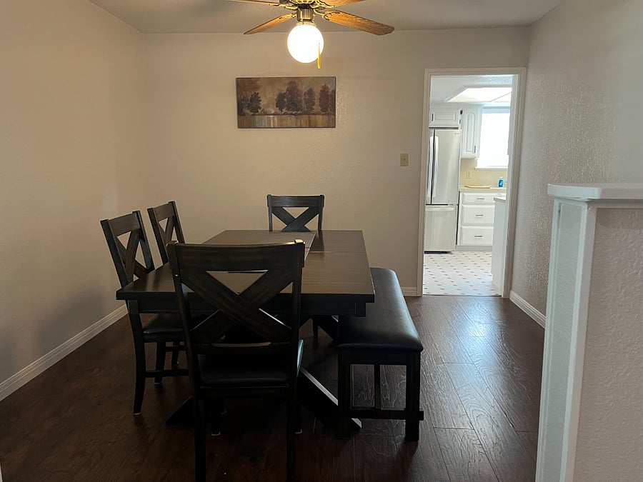 Dining room off the kitchen. table seats 6