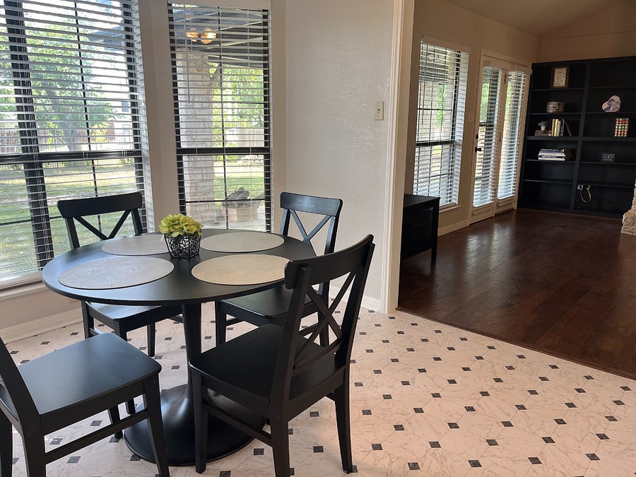 Kitchen table looking to back yard