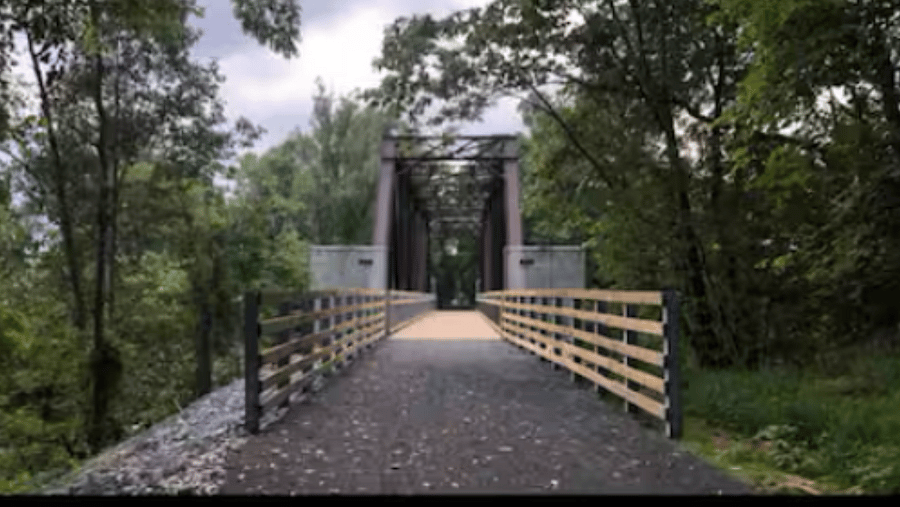 Rail trail bridge crossing the Swatara, short walk from the house