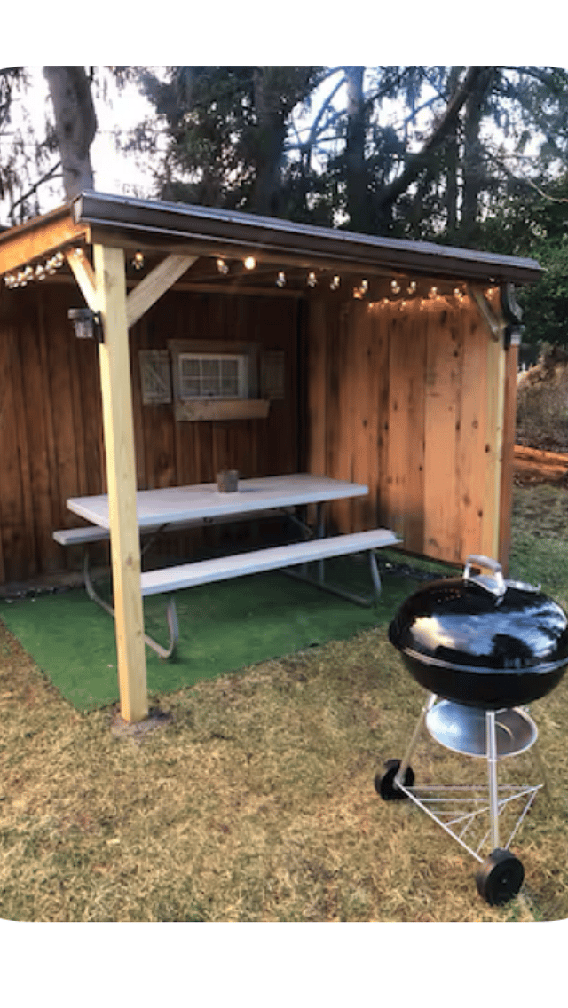 Grill out and eat out under lighted cover