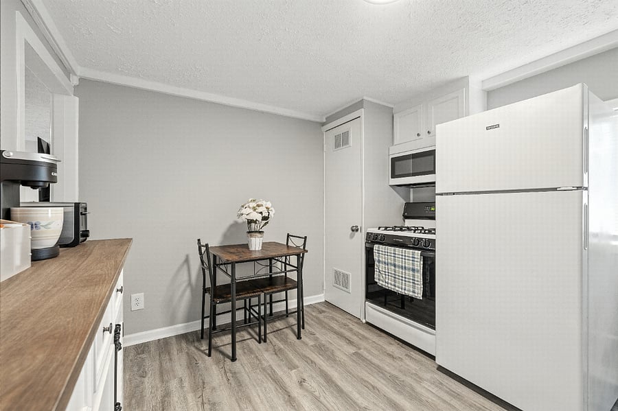 Enjoy a meal in the eat-in kitchen