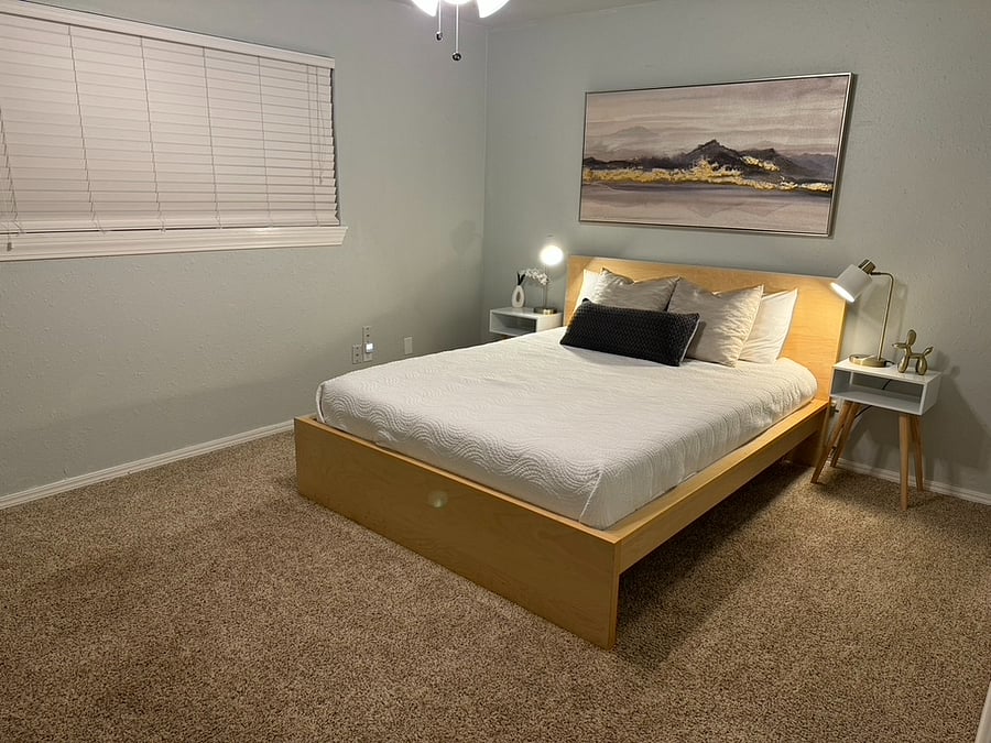 3rd bedroom with lights on