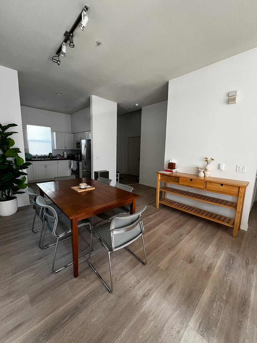 Dining area looking at kitchen and entry