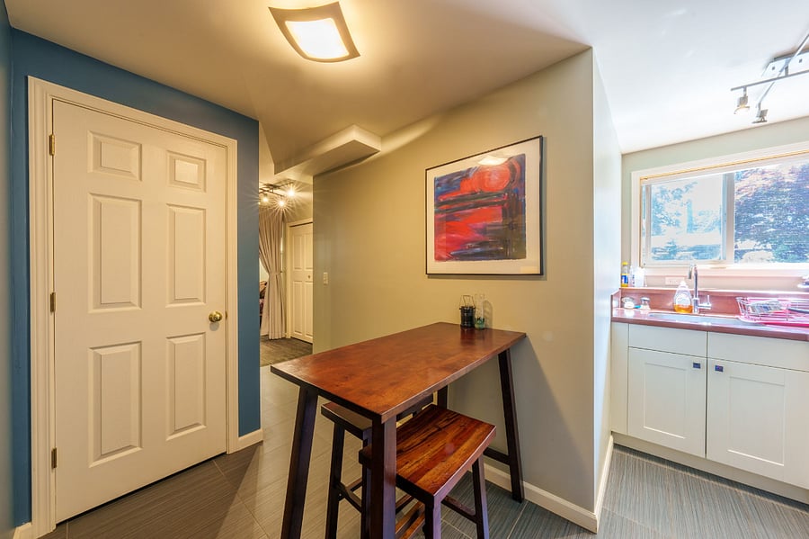 Dining area with storage closet on the left