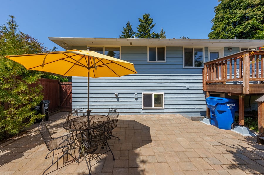 Backyard patio with gas grill