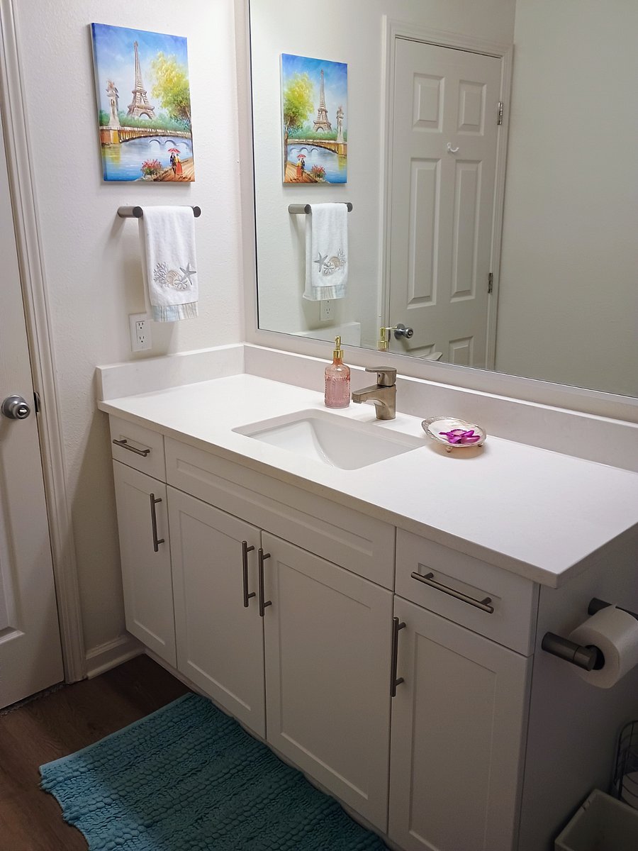Storage space in cabinets for essentials.