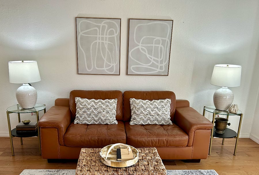 Modern Leather Sofa and Hardwood flooring