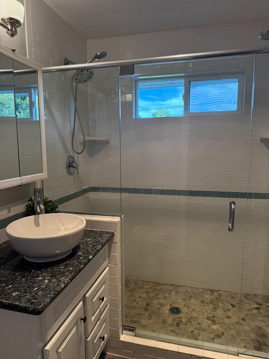 Bathroom with vessel sink.