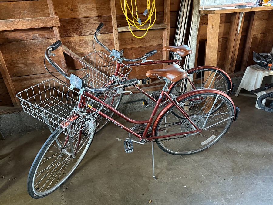 Classic Schwinn bikes available for your use.  Baskets make it convenient to hit the market or antique stores