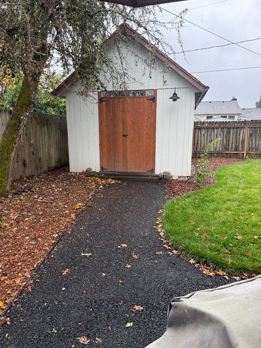 Finished shed in backyard with flex space