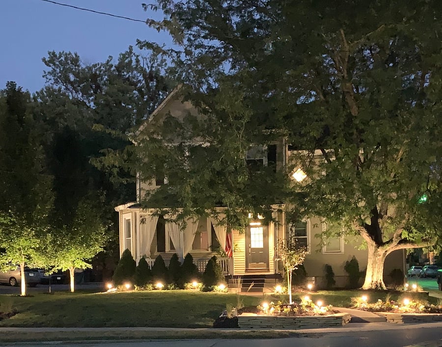 Work Late? Not only do we have a beautifully landscaped lawn but we have inviting and welcoming landscape lighting. Layered with a combination of ambient, task, and accent lights. It is not only attractive but ads to our safety element