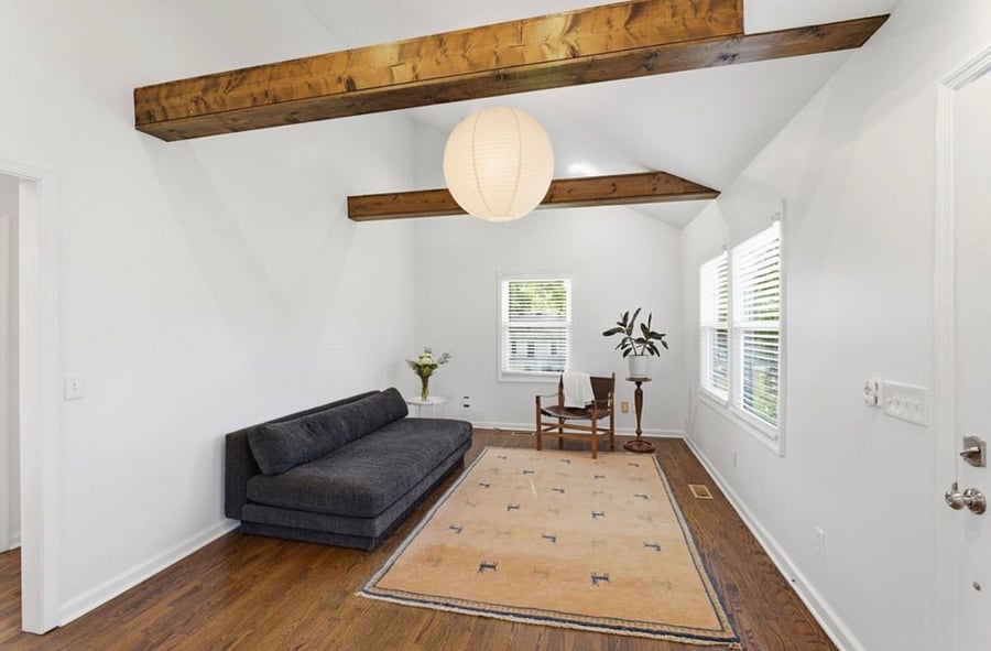 Living room is currently partially furnished. Can be more filling furnished for longer leases, or renters are welcome to bring their own furniture 