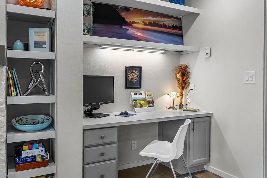 Dedicated work space for remote work days. Monitor and keyboard provided.