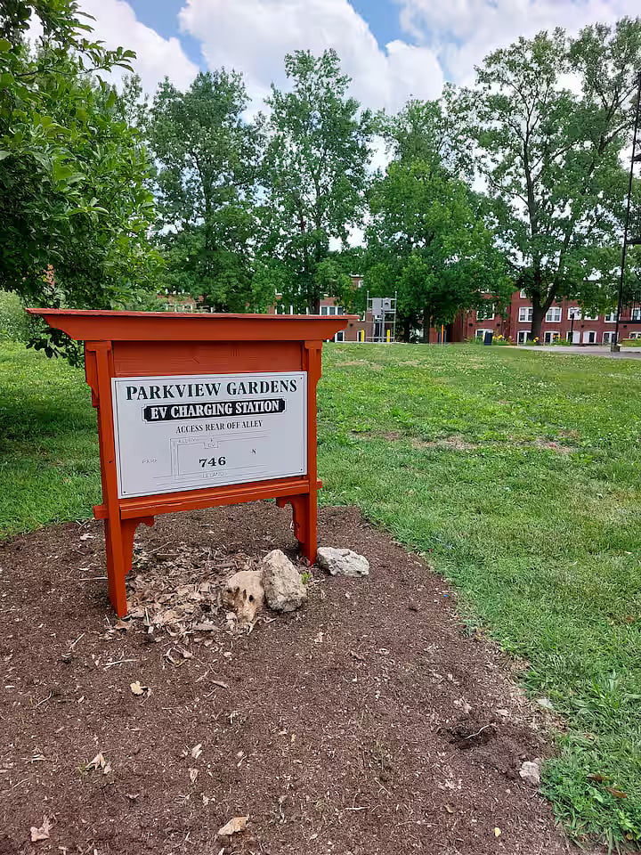 EV charging level 2 available across the street. Follow sign directions.