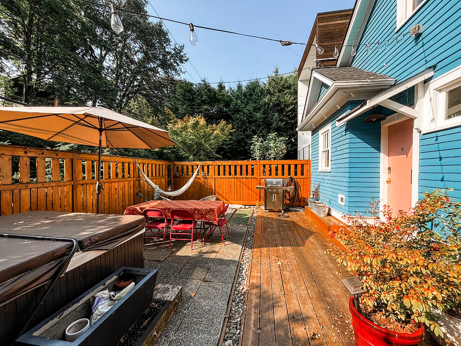 This is the patio space. It faces west and gets lovely sun in the afternoon.
