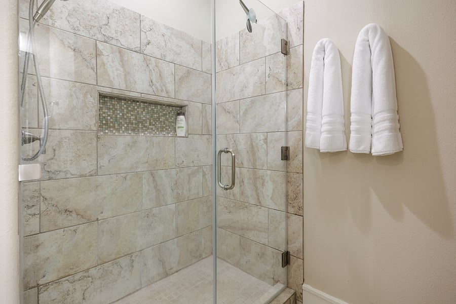 Large walk-in shower.
