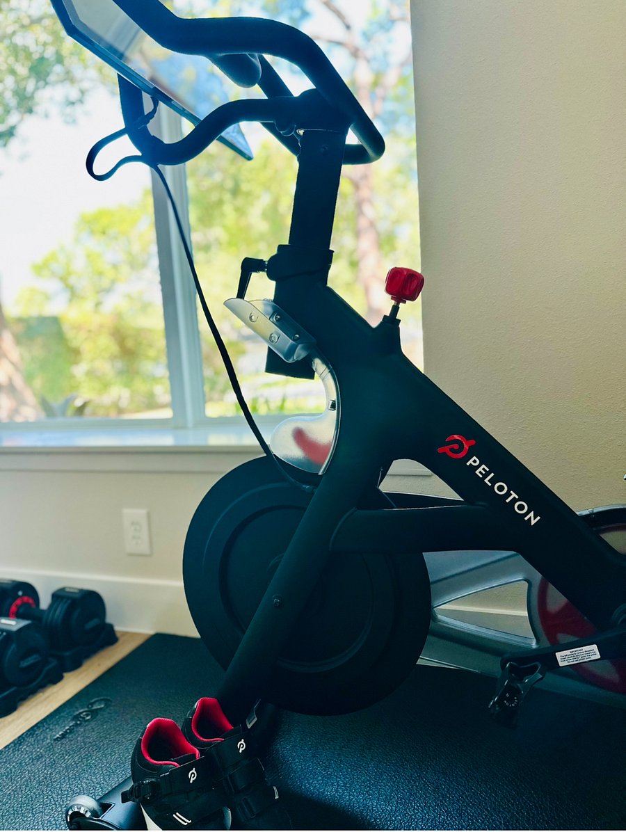 Hop on the Peloton for a quick workout from home 