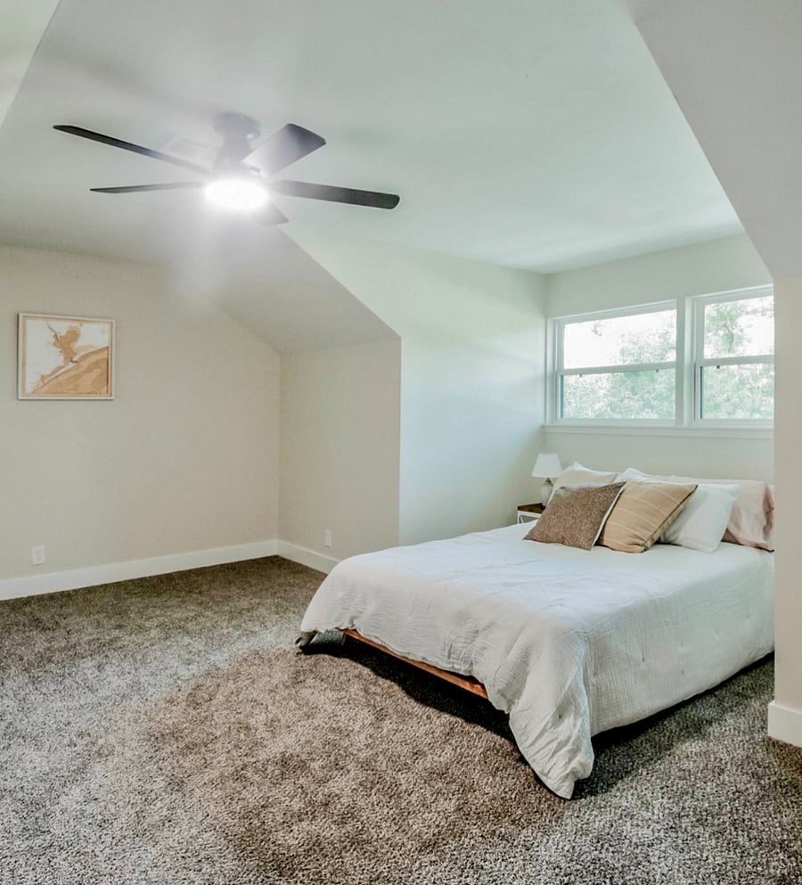 Spacious bedroom with gorgeous view from the dormer window, queen bed and large closet 