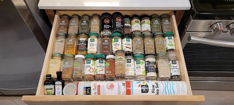 Hate being stuck in a place that only has salt and pepper? The spice drawer isn't the only thing that's well-stocked in this house! 
