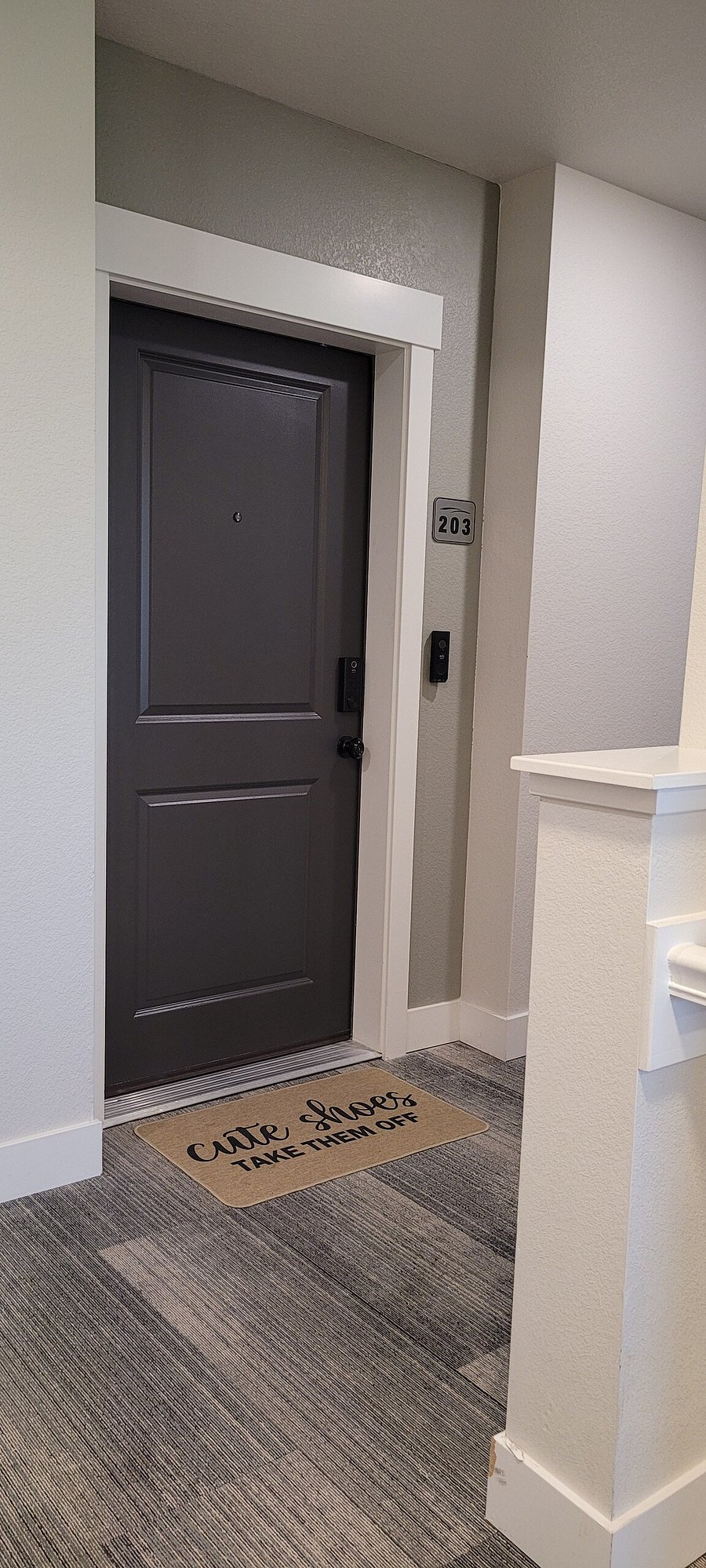 Front door of unit equipped with smart lock for easy coming and going. Never lose keys or get locked out!