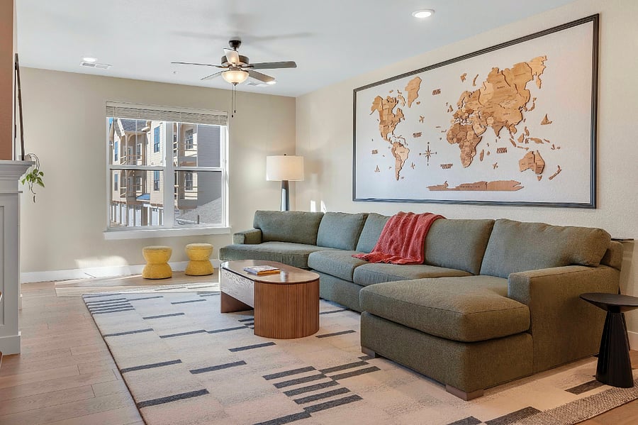 No uncomfortable couch here! This massive sofa is 14" long and was picked so that there would be enough room for multiple people to spread out comfortably!