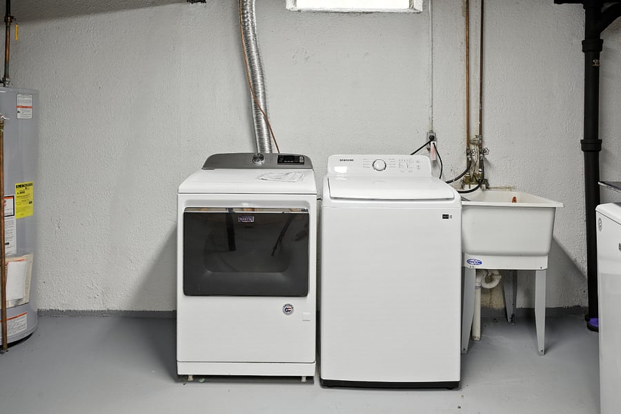 Washer and dryer in the basement