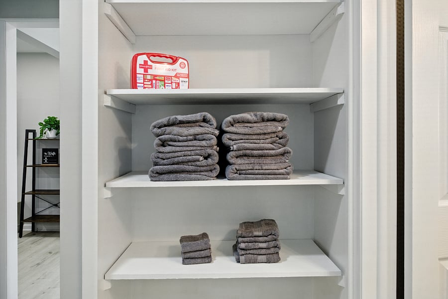 Towels closet and first aid kit