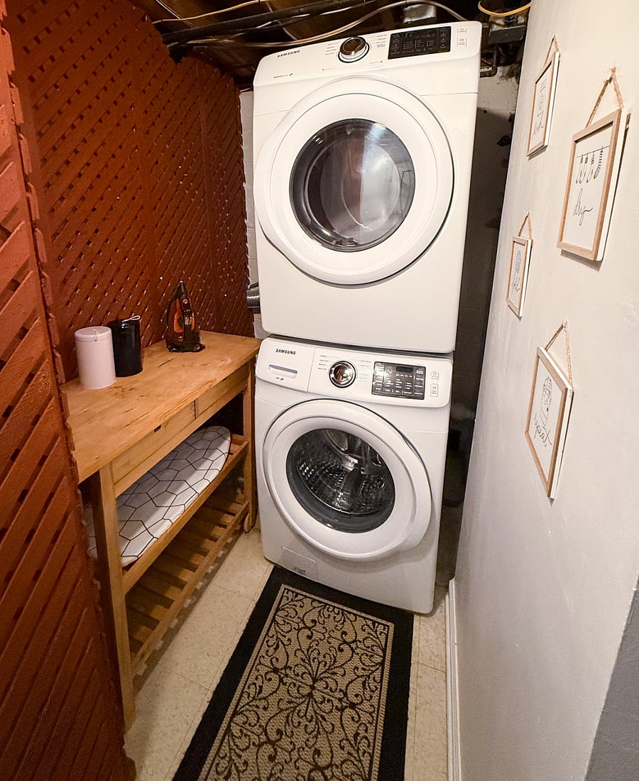 Freshen up clothes and linens in the private laundry area
