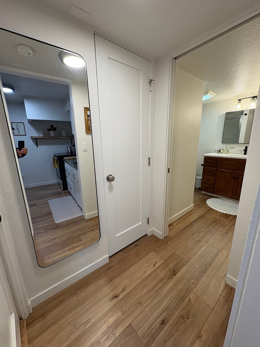 View from Kitchen Door way into Hall.