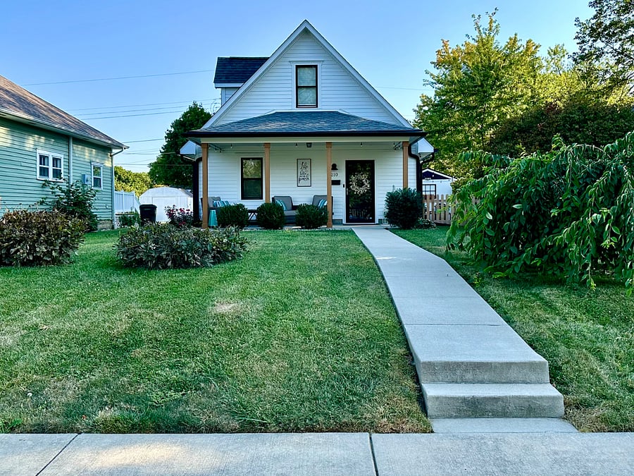 There are a few steps accessing the home from the street.