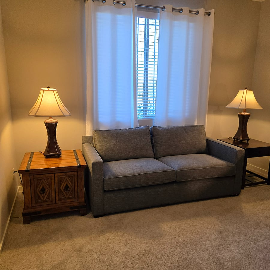 Catalina Mountain Views from this window. Comfy couch for watching TV.