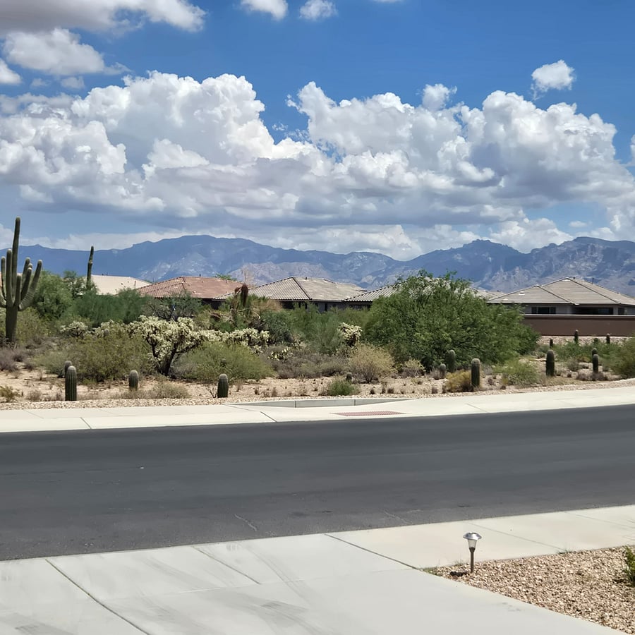 View of the Catalinas from the front yard and Den/Office.