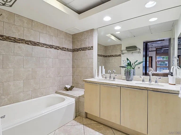 Primary bathroom. Dual sinks, separate tub