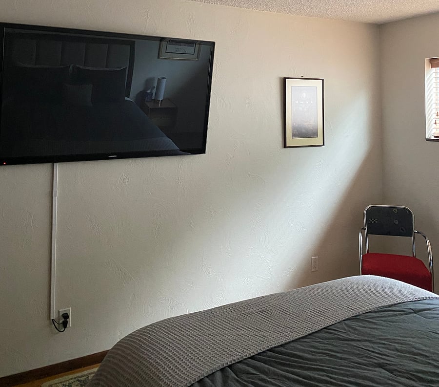 Plasma large screen TV in bedroom