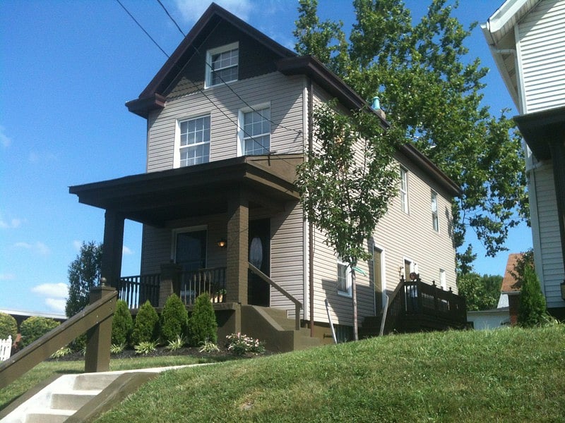 Off-street parking in the rear of the building. Cute first floor apartment.  fully remodeled. The second floor unit is contracted to a local company and they use it only a couple times each year. It is quiet !