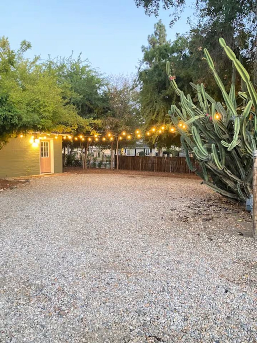 Private guest studio with adjacent off-street parking.