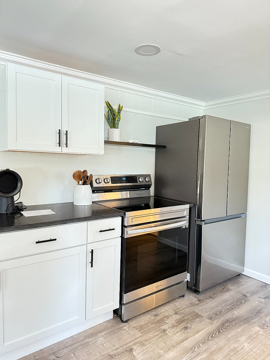 Full sized fridge and stove