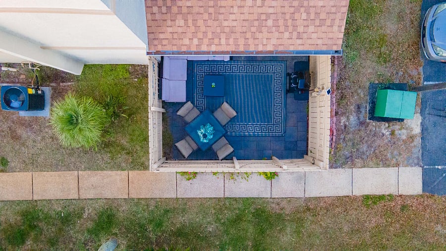 This is the drone view of the patio.