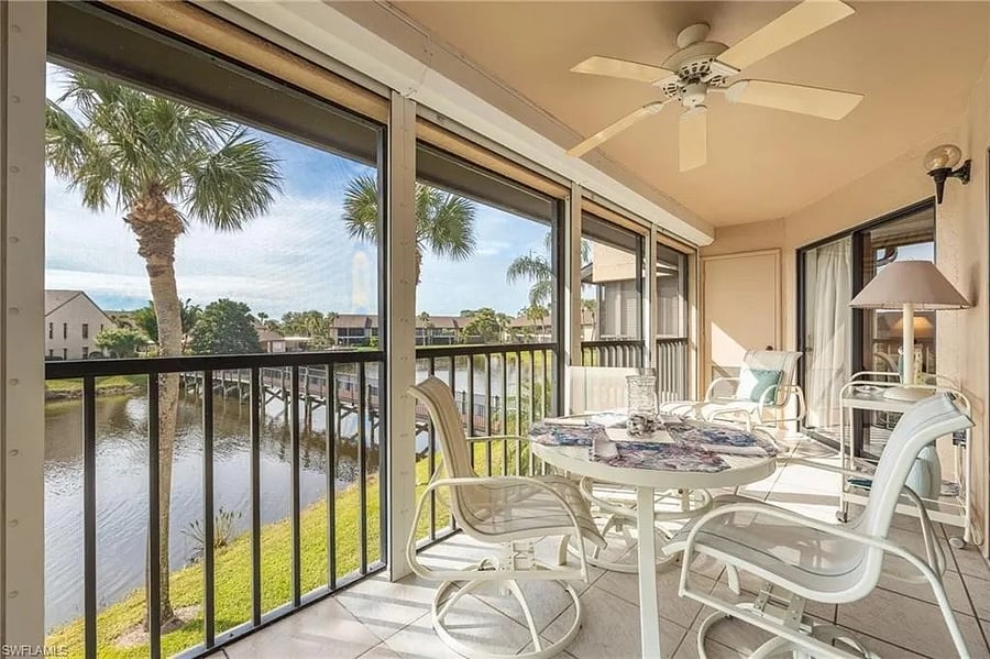 View from the lanai, and that footbridge? It leads right to the pool.