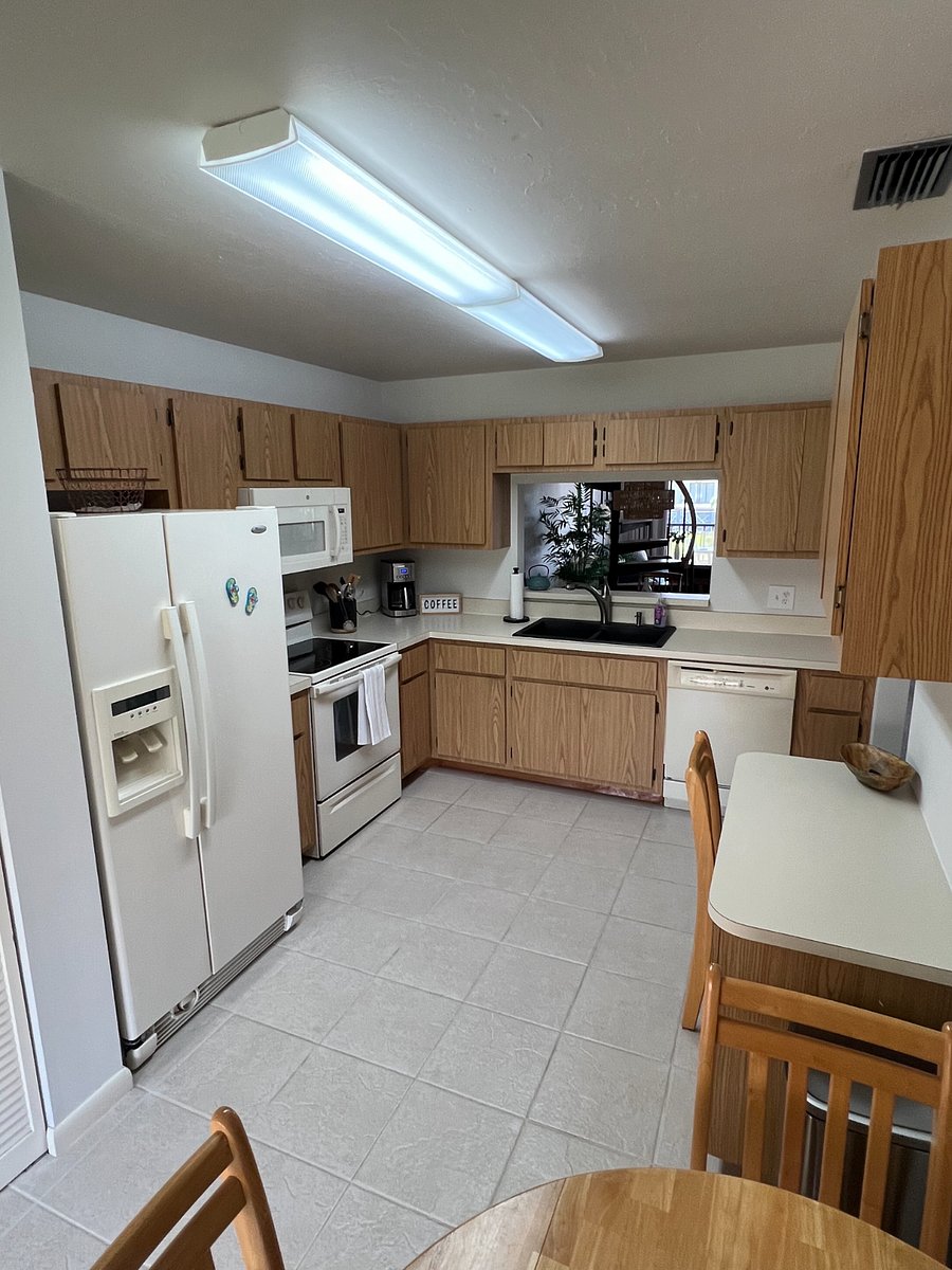 Kitchen has full-size appliances and everything you need for cooking, baking, and entertaining