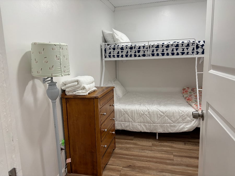Bunk Beds: Bottom is a full a Size, top bunk bed is twin size