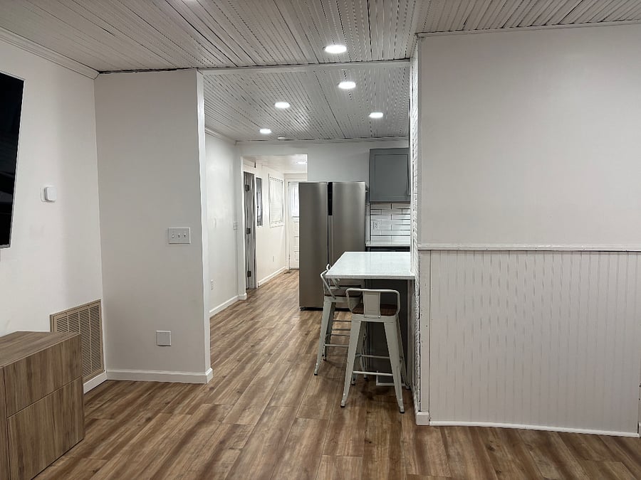 View of kitchen from living room
