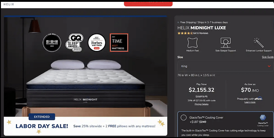 A very expensive mattress which is very new is described