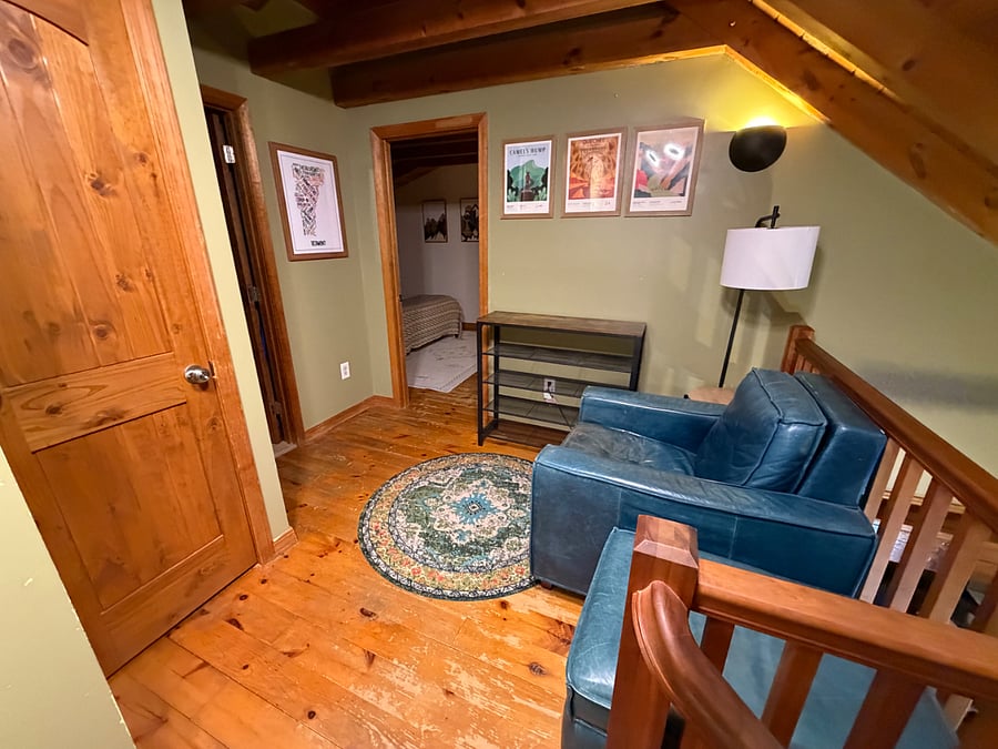 Linen closet in the left. Then your bathroom. Then your bedroom.