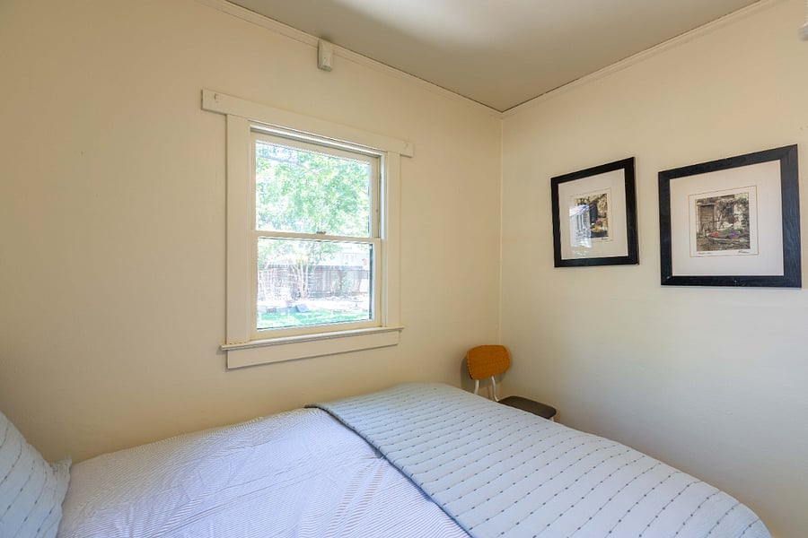 Bedroom looking to backyard